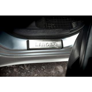 Kromirane zaščitne ploščice pragov (OMSA, 4 kosi, nerjaveče jeklo) Mitsubishi Lancer X 2008– fotografija 3