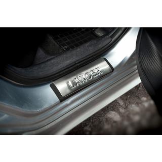 Kromirane zaščitne ploščice pragov (OMSA, 4 kosi, nerjaveče jeklo) Mitsubishi Lancer X 2008– fotografija 4