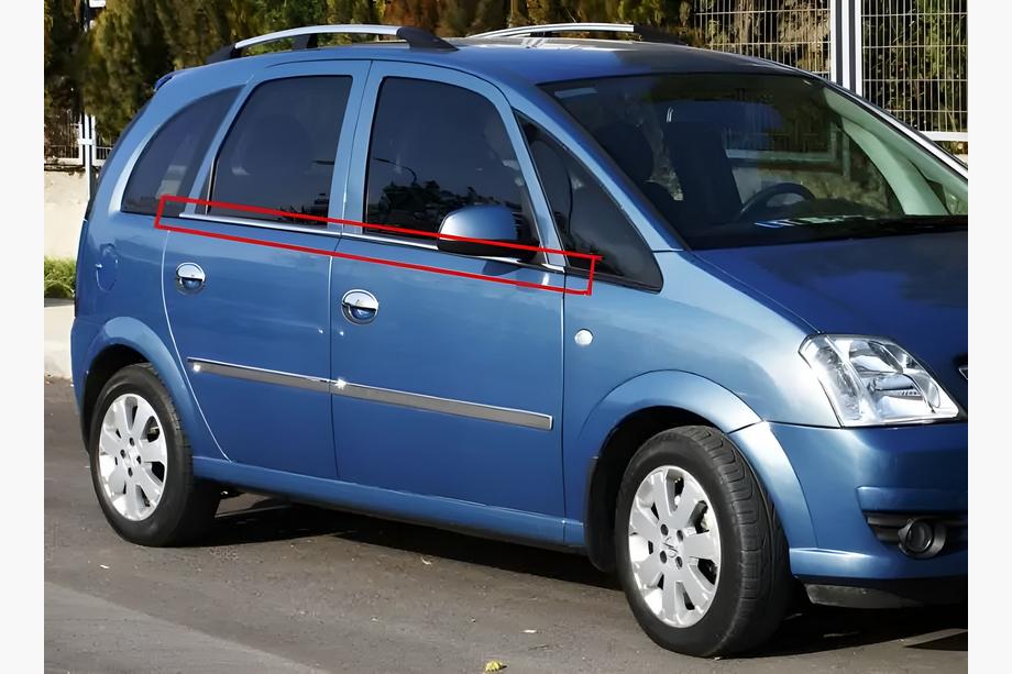 Opel Meriva 2002–2010 Zunanja okenska obroba (4 kosi, inox) Fotografija 1