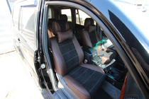 Toyota Land Cruiser Prado 120 2002–2009 Avtoprevleke za sedeže eko usnje + tkanina + Alcantara Antara A088 (celoten salon) fotografija 3