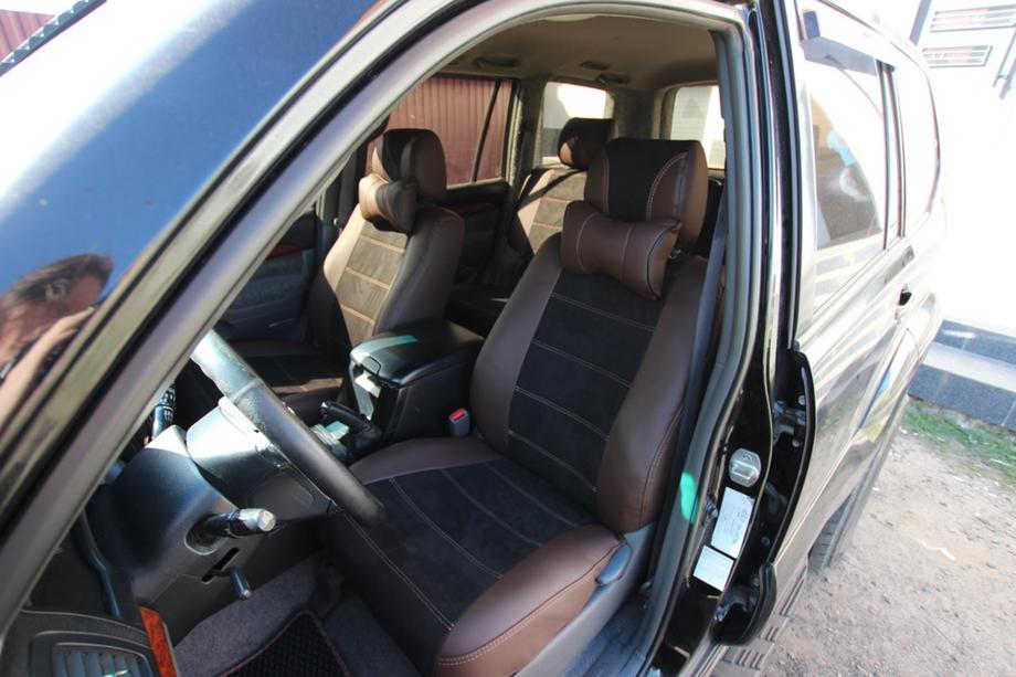 Toyota Land Cruiser Prado 120 2002–2009 Avtoprevleke za sedeže eko usnje + tkanina + Alcantara Antara A088 (celoten salon) Image