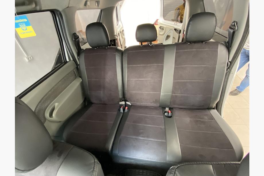 Renault Logan I 2005–2008 Avtomobilske sedežne prevleke eko usnje+tkanina+Alcantara Antara A001 (celoten komplet za notranjost) Fotografija 5