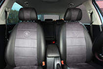 Skoda Octavia II A5 2006–2010 Avtomobilske sedežne prevleke eko usnje+tkanina+Alcantara Antara A001 (celoten komplet za notranjost) fotografija 6