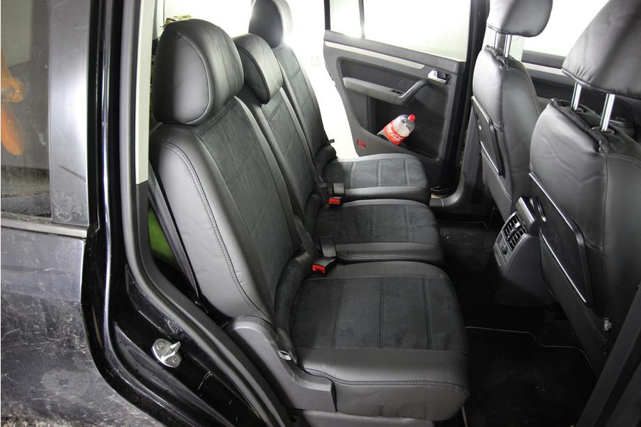 Volkswagen Touran 2003–2010 Avtomobilske sedežne prevleke eko usnje+tkanina+Alcantara Antara A001 (celoten komplet za notranjost) Image