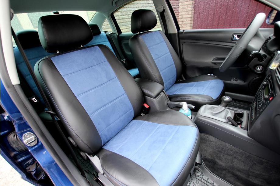 Volkswagen Passat B5 1997–2005 Prevleke za avtomobilske sedeže eko usnje + tkanina + alcantara Antara A006 (komplet za celotno notranjost) Image