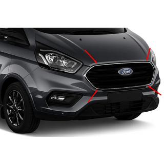 Obroba maske hladilnika 2018+ (4 kosi, nerjaveče jeklo) Ford Custom 2013–2022 fotografija 1