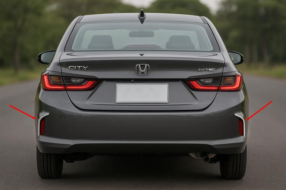 Honda City 2021– Okrasni okvirji za odsevnike zadnjega odbijača SD (2 kos, nerjaveče jeklo) Fotografija 1
