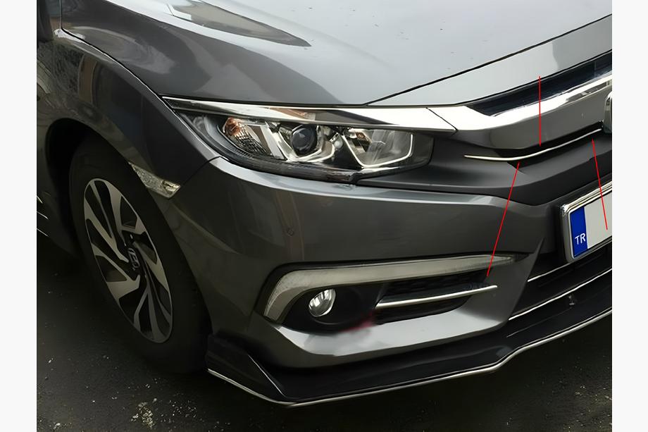 Honda Civic Sedan 2021– Pokrovi maske (2 kosa, nerjaveče jeklo) Image