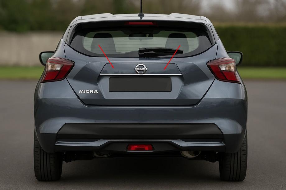 Nissan Micra K14 2016– Kromirana letev nad registrsko tablico OmsaLine (nerjavno jeklo) Image