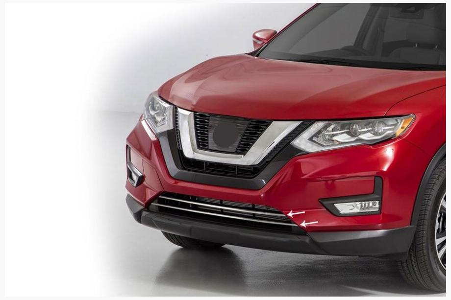 Nissan X-trail T32/Rogue 2014–2021 Nerjaveče kromirane letvice za rešetko odbijača (2017-2021, 2 kosa) Image
