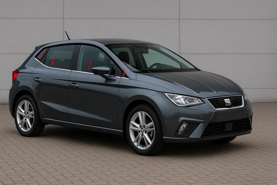 Seat Ibiza 2017– Okenske obrobe (4 kosi, nerjavno jeklo) Image