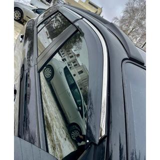 Vetrni deflektorji oken s kromirano letvico (4 kos, Niken) Hyundai Santa Fe 2 2006–2012 fotografija 4