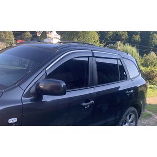 Vetrni deflektorji oken s kromirano letvico (4 kos, Niken) Hyundai Santa Fe 2 2006–2012 fotografija 1