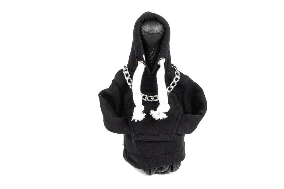 Manšeta prestavne ročice – hoodie (črna, bela vrvica) Fotografija 1
