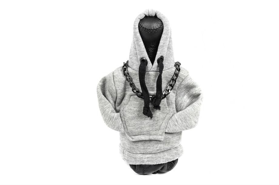Prevleka za prestavno ročico v stilu hoodie (siva, črna vrvica) Fotografija 1