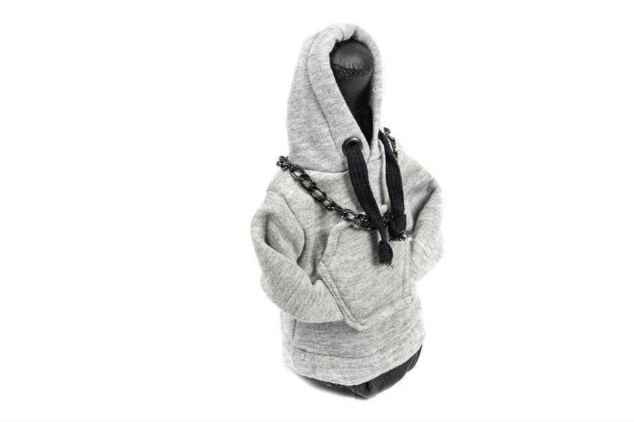 Prevleka za prestavno ročico v stilu hoodie (siva, črna vrvica) Fotografija 3