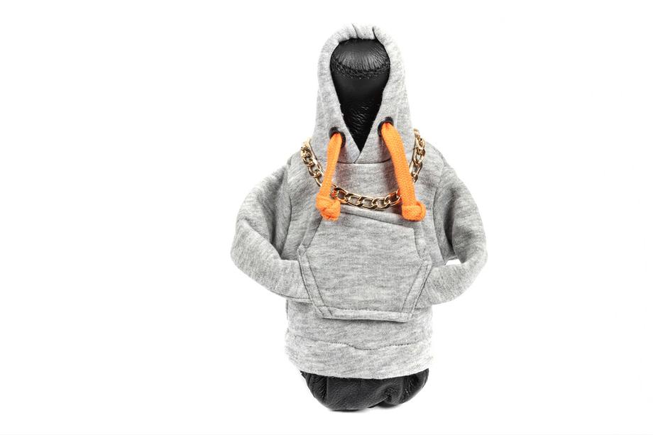 Prevleka ročice menjalnika – hoodie (siva, oranžna vrvica) Fotografija 1