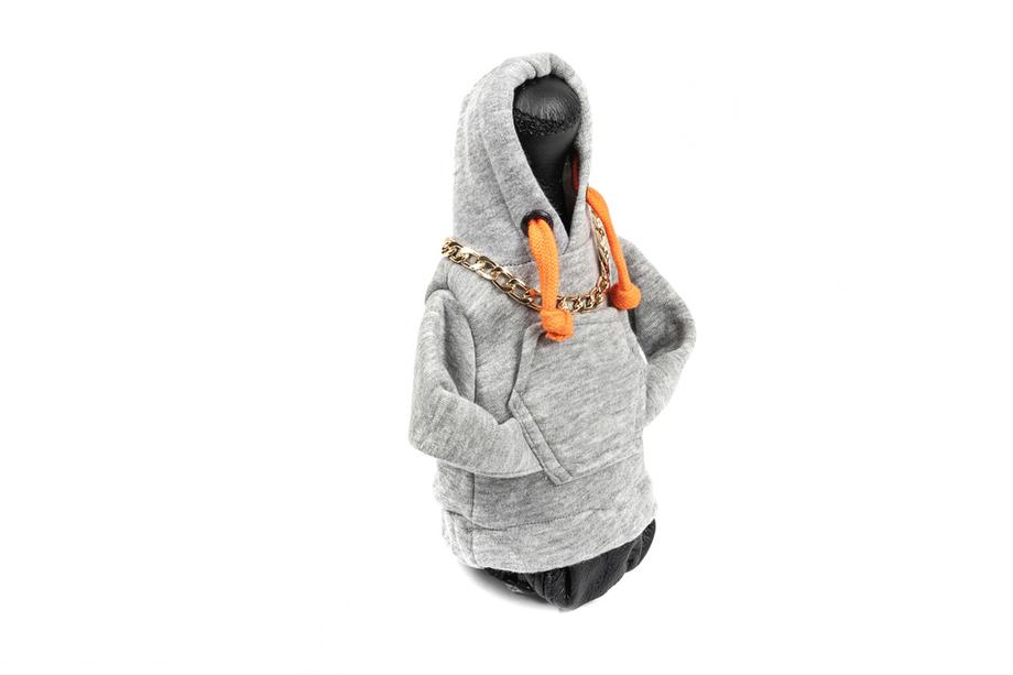 Prevleka ročice menjalnika – hoodie (siva, oranžna vrvica) Fotografija 2