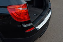 BMW X3 F25 2011–2018 Nerjaveča zaščitna letvica za zadnji odbijač OmsaLine (sijaj, nerjaveče jeklo) fotografija 1