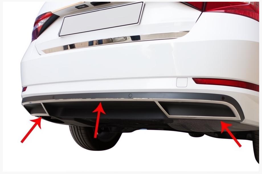 Skoda Superb 2015–2024 Carmos zaključne letve odbijača (3 kosi, nerjavno jeklo) Image
