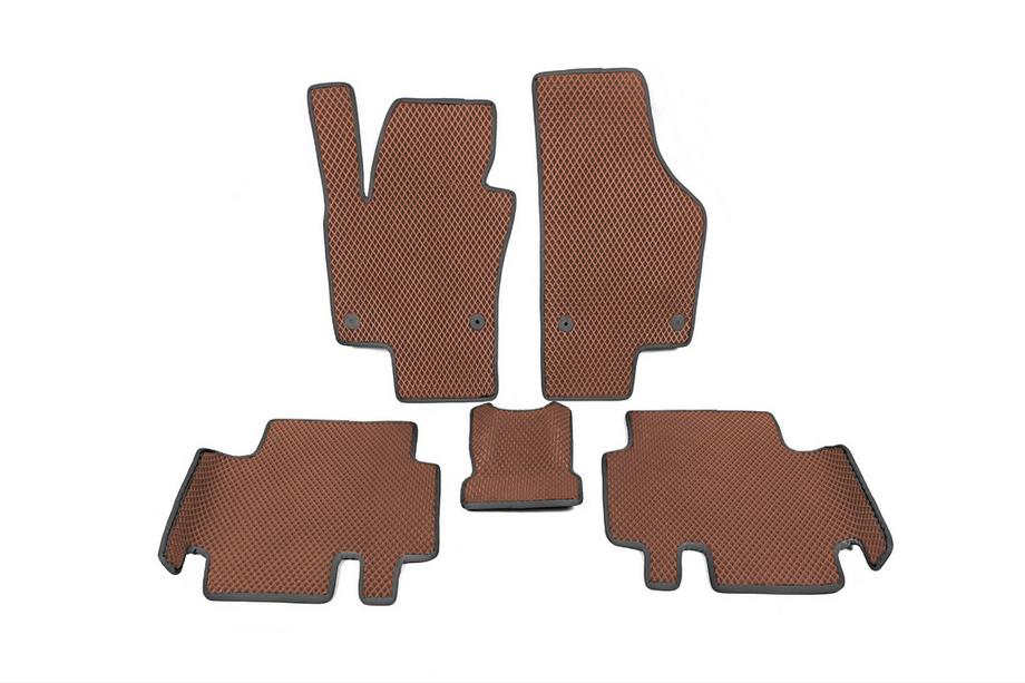Volkswagen Sharan 2010–2023 Poliuretanske preproge za avto (2. vrsta, EVA, rjava) Image