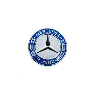 Čep namesto emblema na pokrovu motorja Mercedes (moder in krom, 57 mm) fotografija 2