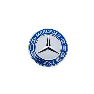 Čep namesto emblema na pokrovu motorja Mercedes (moder in krom, 57 mm) fotografija 2