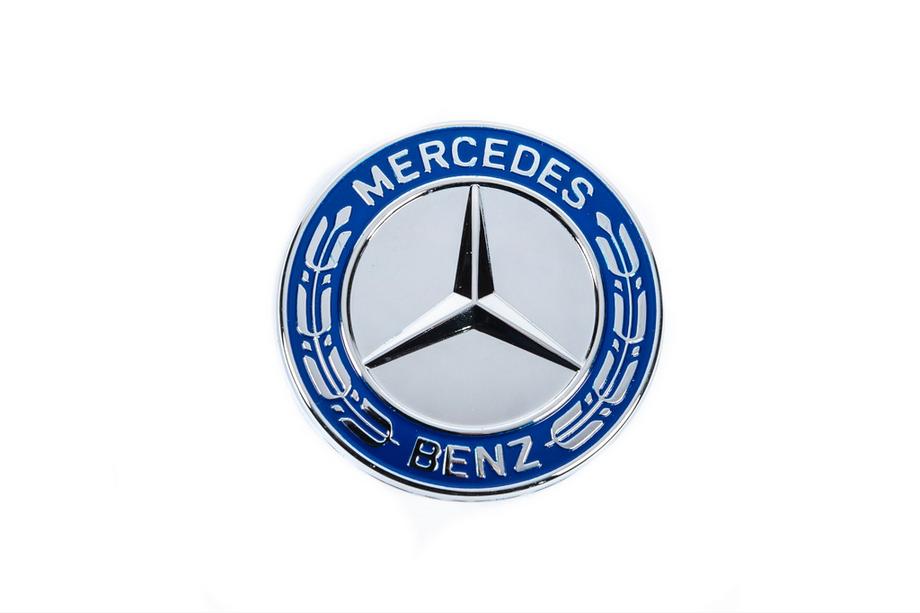 Mercedes-Benz Čep namesto emblema na pokrovu motorja Mercedes (moder in krom, 57 mm) Fotografija 2