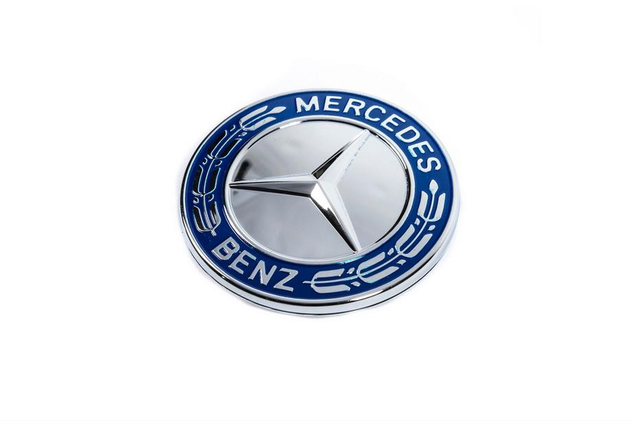 Mercedes-Benz Čep namesto emblema na pokrovu motorja Mercedes (moder in krom, 57 mm) Fotografija 1