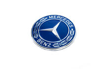 Mercedes-Benz Čep namesto emblema na pokrovu motorja Mercedes (moder, 57 mm) fotografija 1