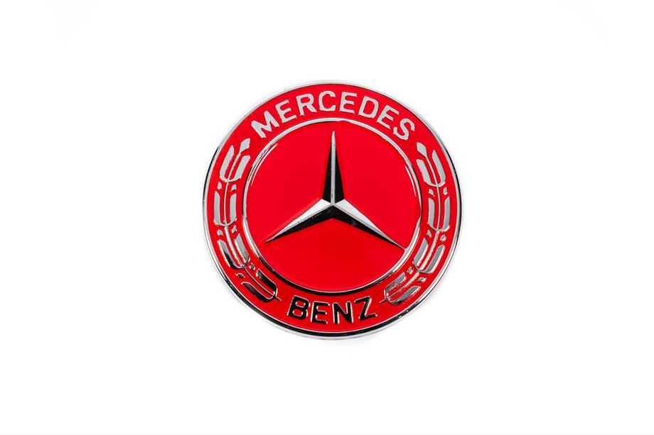 Mercedes-Benz Zamašek namesto emblema za pokrov motorja Mercedes (rdeč, 57 mm) Fotografija 1
