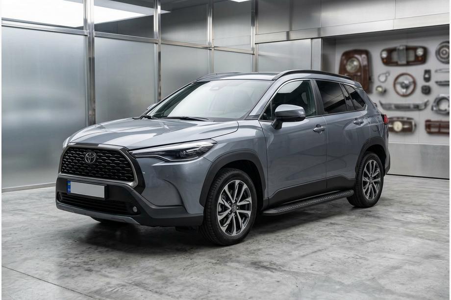 Toyota Corolla Cross 2020– Stranski pragovi Tayga Black (2 kos, aluminij) Image
