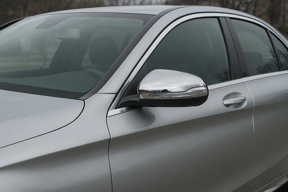 Mercedes C-class W205 2014–2021 Kromirani pokrovi ogledal (2 kosa, nerjavno jeklo) Fotografija 1