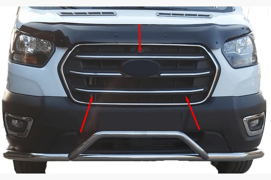 Ford Transit 2014– Okrasne letvice za rešetko (4 kosi, nerjaveče jeklo) Image
