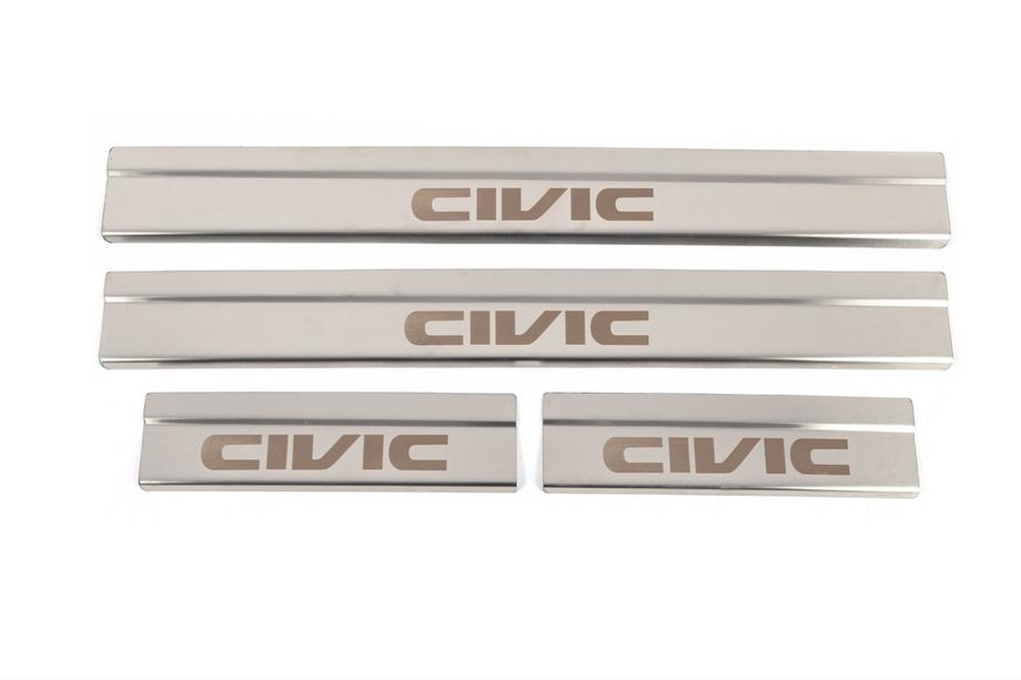 Honda Civic Limuzina X 2016–2021 Zaščitne letve pragov (4 kosi, nerjaveče jeklo) Fotografija 1