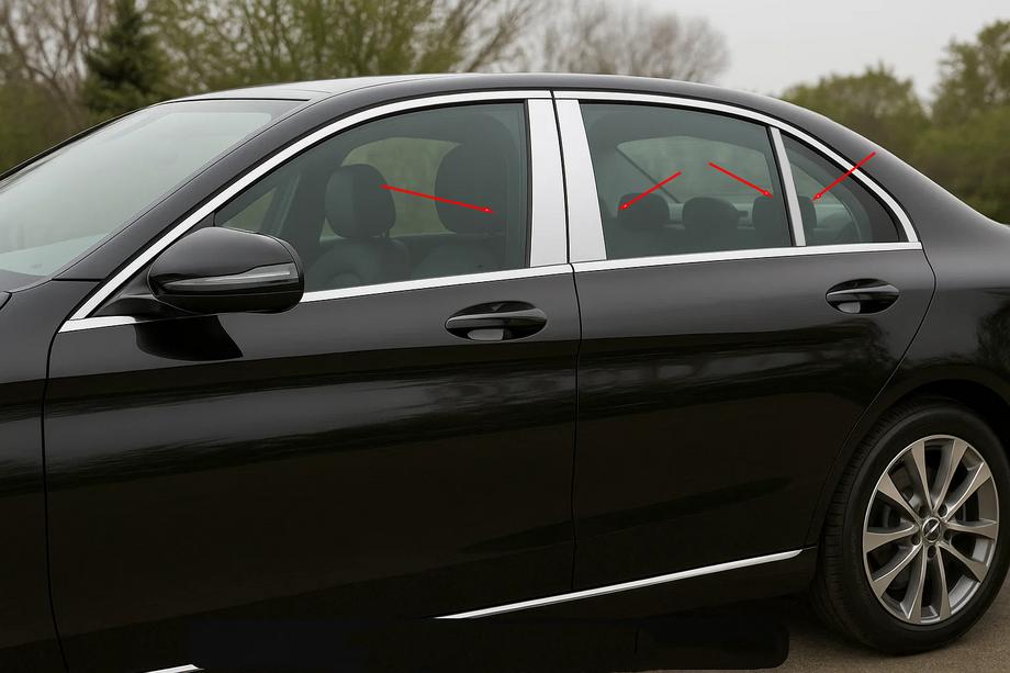 Mercedes C-class W205 2014–2021 Nerjaveče obloge stebričkov vrat (6 kos) Image