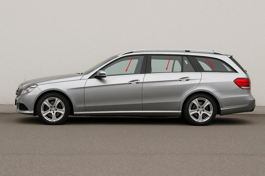 Mercedes E-class W212 2009–2016 Kromirane okenske obrobe (SW) (6 kos, nerjavno jeklo) Image