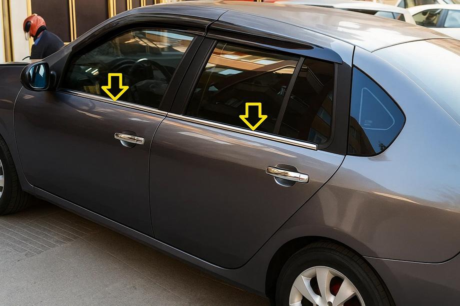 Renault Symbol 2008–2013 Zunanje obrobe stekel (4 kosi, nerjaveče jeklo) Image