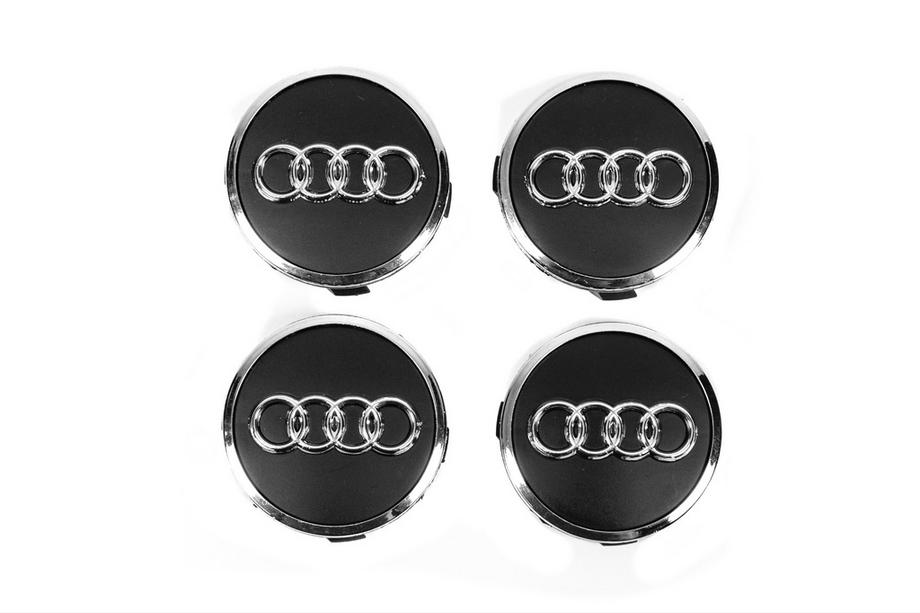 Audi Sredinski pokrovčki platišč 57/61 mm z obročkom (4 kosi, črni) Image