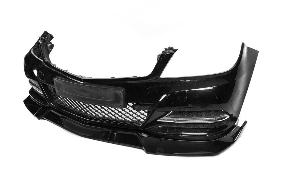 Mercedes razred C W204 2007–2015 Lip spojler sprednjega odbijača DPT V1 (2011-2015, črna sijaj) Fotografija 14
