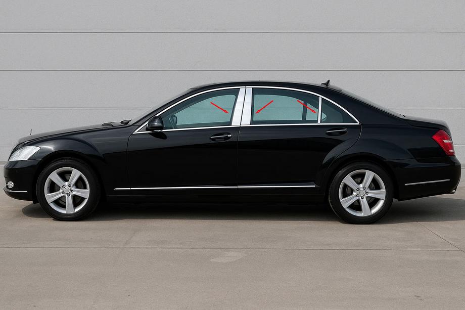 Mercedes S-class W221 2005–2013 Nerjaveče obloge stebričkov vrat (6 kos) Fotografija 1