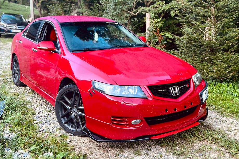 Honda Accord VII 2002–2007 Sprednji lip spojler odbijača Niken Red (ABS) Fotografija 1