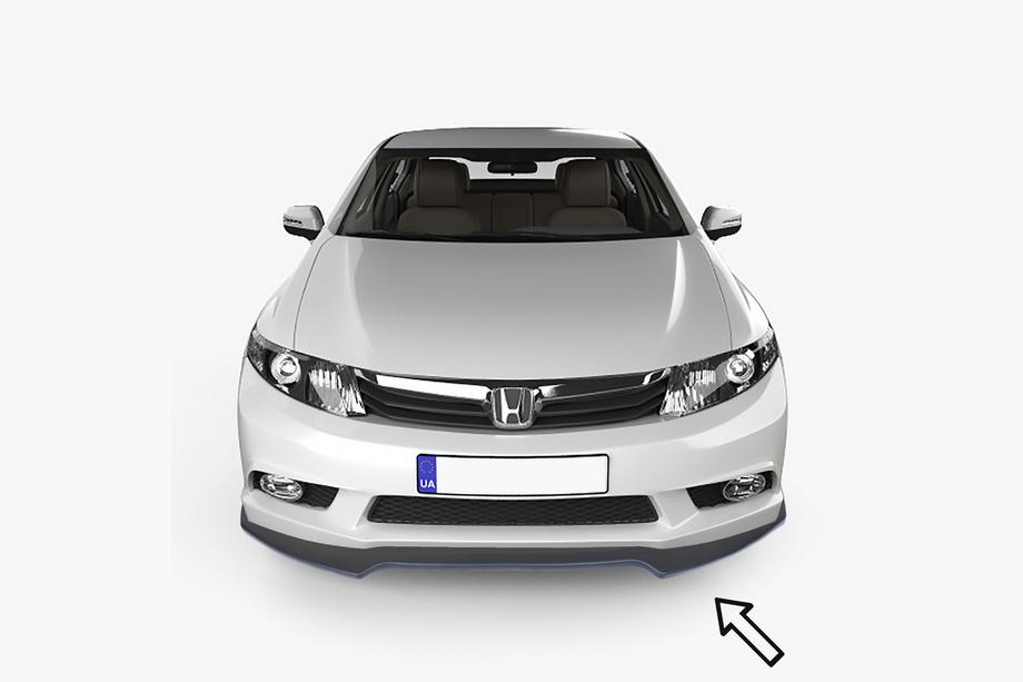 Honda Civic Limuzina X 2016–2021 ESA sprednji lip spojler (črn) Image