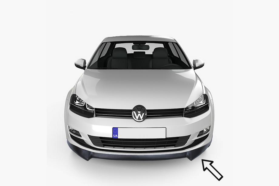 Volkswagen Golf 7/E-Golf 2012–2020 ESA sprednji lip spojler (črn) Image