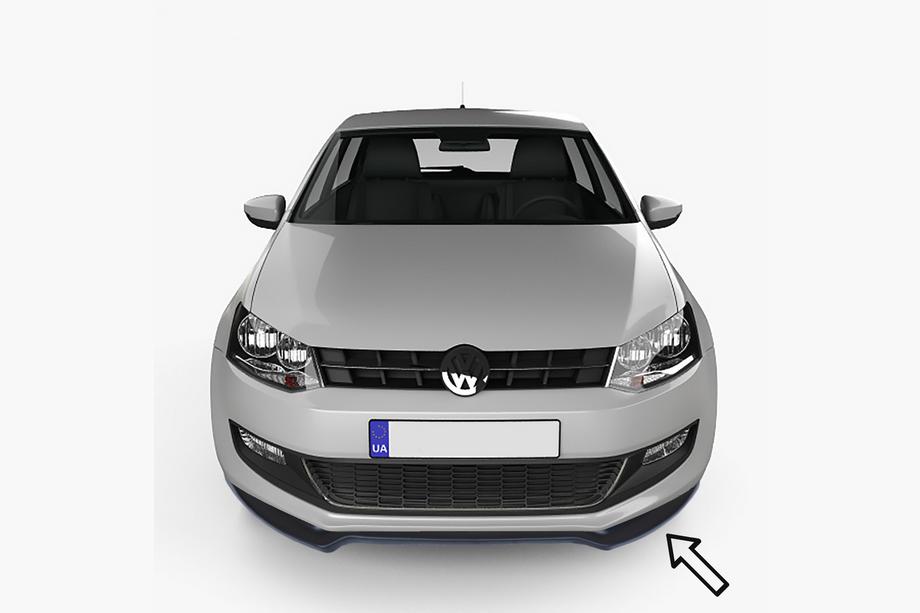 Volkswagen Polo 2010–2017 ESA sprednji lip spojler (črn) Fotografija 1