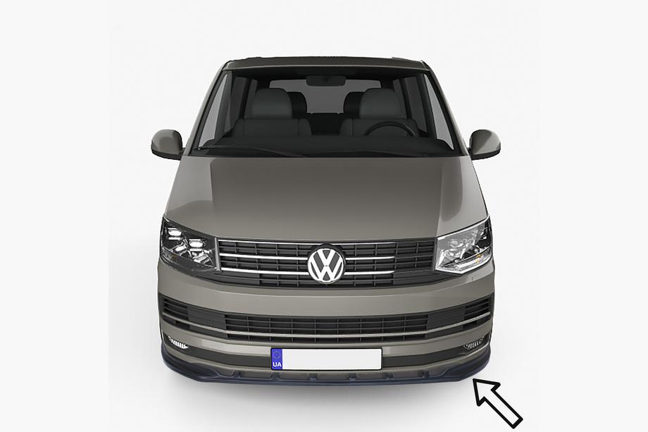 Volkswagen T6 2015–2024 ESA sprednji lip spojler (Transporter, črna) Image