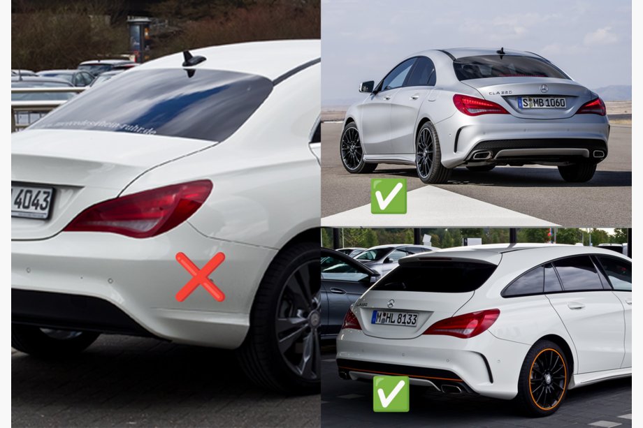 Mercedes CLA C117 2013–2019 Zadnji difuzor Black (dizajn CLA45 z izpušnimi nastavki) Fotografija 2