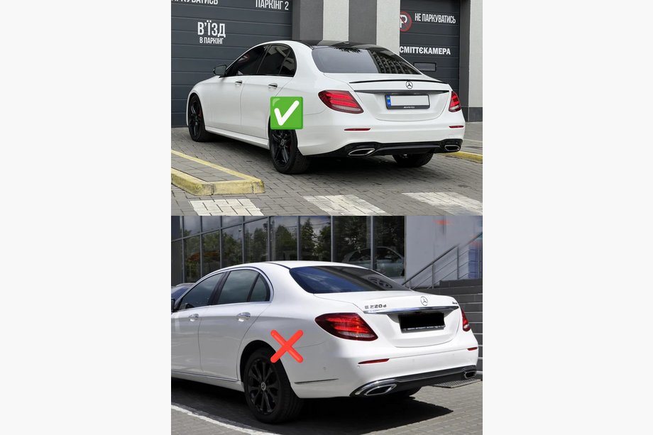 Mercedes Razred E W213 2016–2023 Zadnji difuzor z izpusnimi nastavki E63-Design Black (za AMG/AMG-Line 2016-2020) Fotografija 2