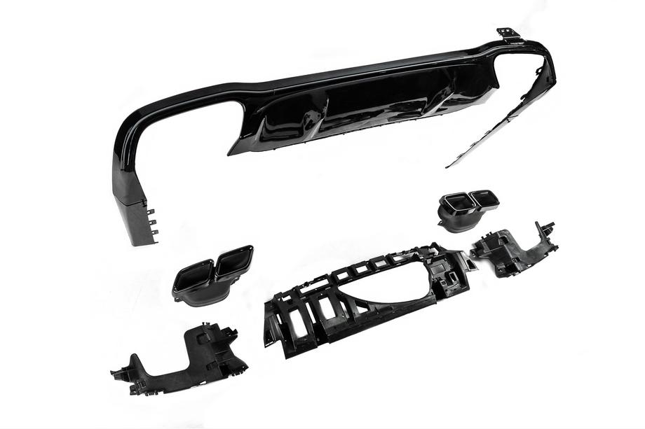 Mercedes Razred E W213 2016–2023 Zadnji difuzor z izpusnimi nastavki E63-Design Black (za AMG/AMG-Line 2016-2020) Fotografija 5