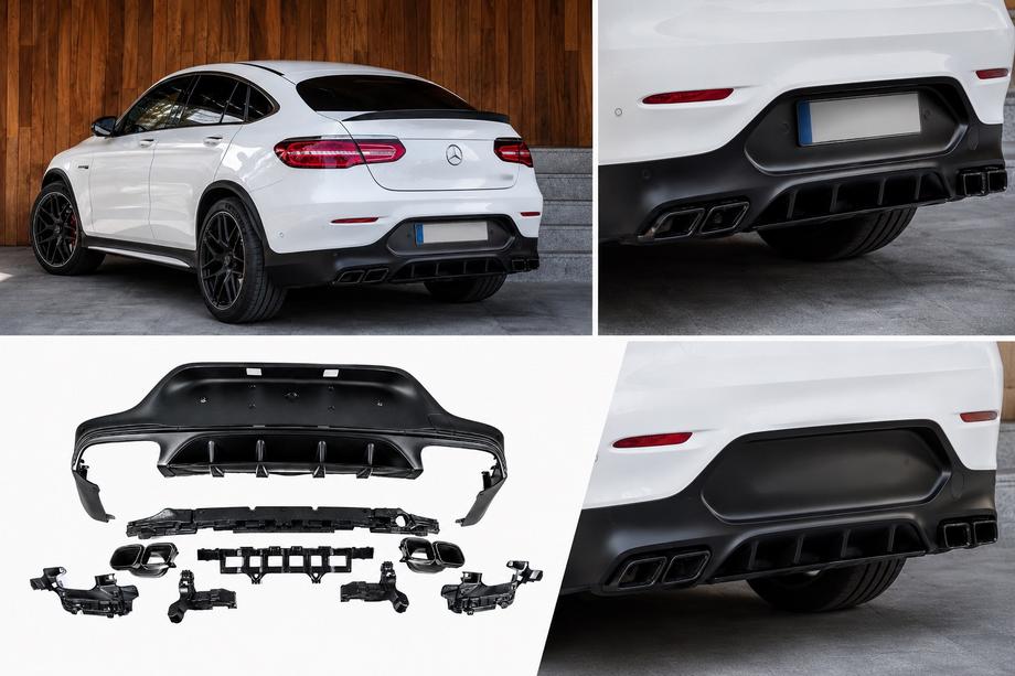 Mercedes GLC Coupé C253 2016–2023 Zadnji difuzor z zaključki Black (AMG63 dizajn) Image
